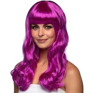Purple Wavy Cosplay Wig with Bangs Synthetic